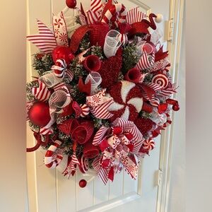 Peppermint Swirl Christmas Door Wreath
